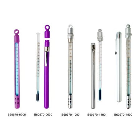 Bel-Art H-B Enviro-Safe Liquid-In-Glass Pocket Thermometer, 0 to 220F, Closed Plastic Case 605700700